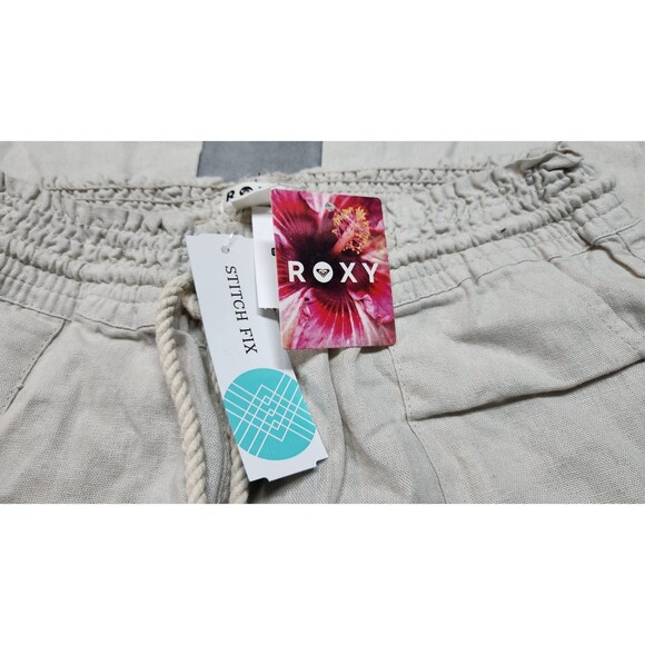 Roxy Women's Size Medium Beige Drawstring Linen Blend Pants NWT - Picture 3 of 11